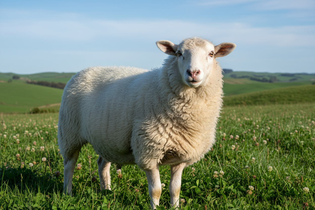 new zealand sheep with white whool 